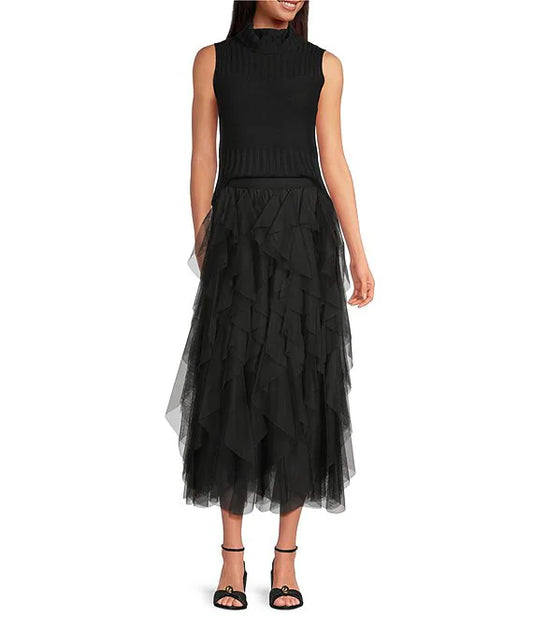 UJALA-Asta Tulle Midi Skirt