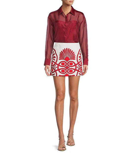 UJALA-Izzy Printed Linen Blend Skirt